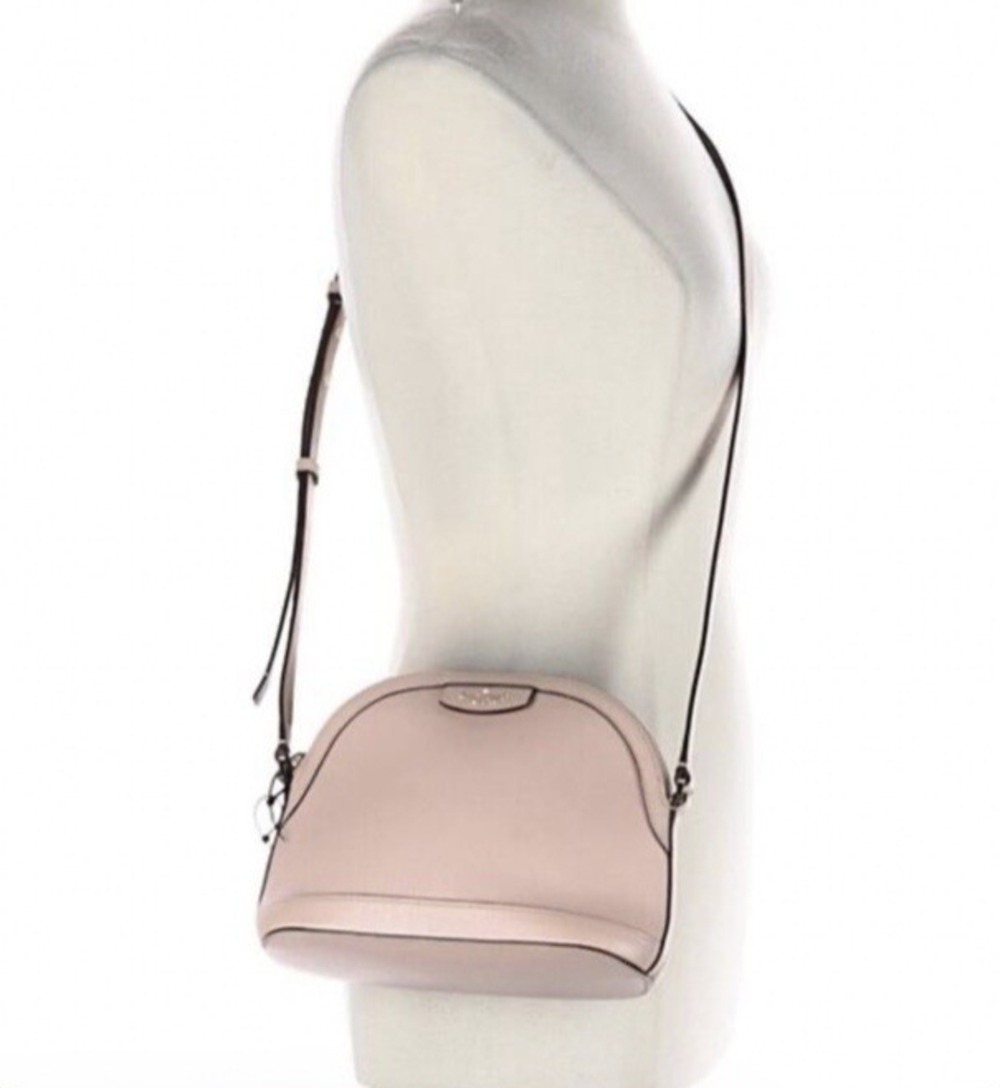 Kate Spade Sylvia Crossbody Bag Small Pink Leather Dome Zip Purse Pocketbook